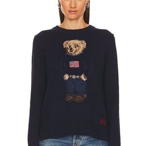 Polo Ralph Lauren Navy Bear Sweater Womens Size M